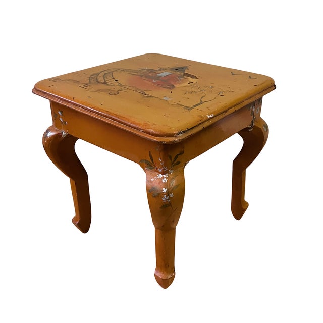 1950s Japanese Lacquer Painted Stool or Small Table For Sale - Image 4 of 10