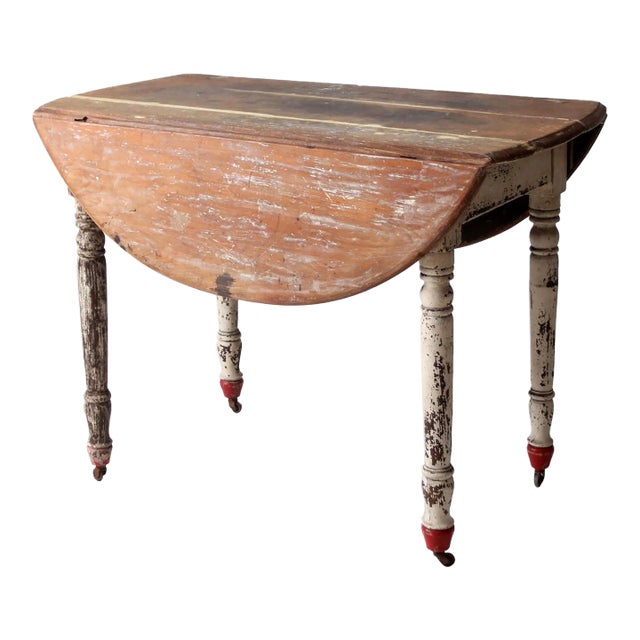 Antique Painted Drop Leaf Table For Sale