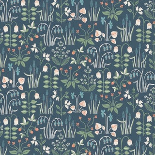 SAMPLE - Boråstapeter Strawberry Field Wallpaper In Navy For Sale