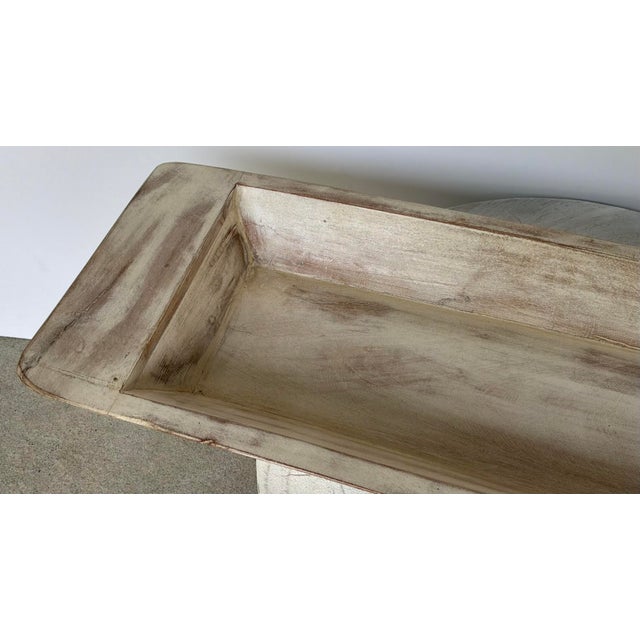 Organic Modern Large Aged Cream Finished Wood Tray For Sale - Image 4 of 5