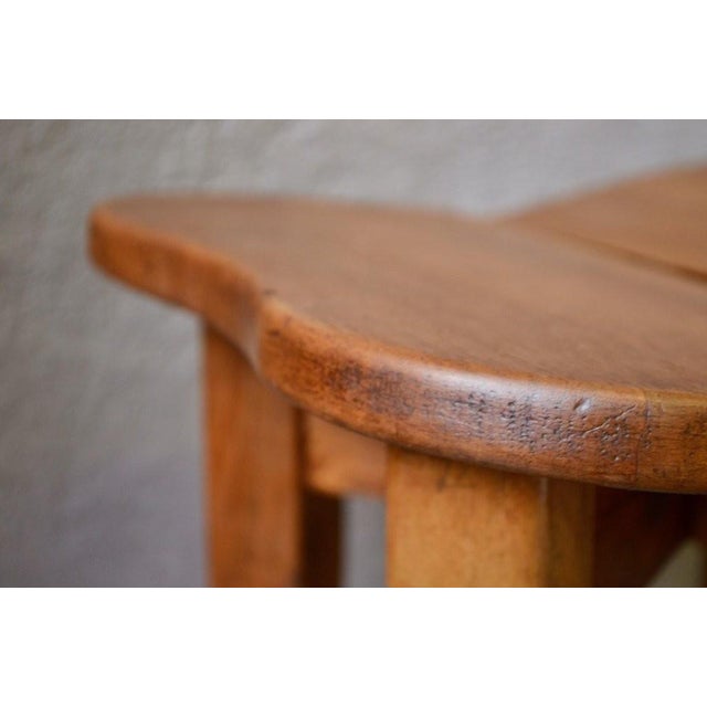 Wood Clover-Shaped Stool in Oak by Marcel Gascoin, 1950s For Sale - Image 7 of 10