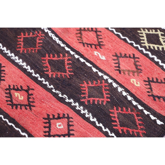 Textile 1960s Rustic Style Cicim Stripe Design Handmade Oushak Kilim Runner Rug For Sale - Image 7 of 10