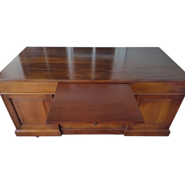 Vintage Solid Cherry Double Pedestal Executive Desk by Stickley For Sale In San Diego - Image 6 of 14