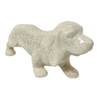 Artisan Crackle Glaze Ceramic Doggy For Sale