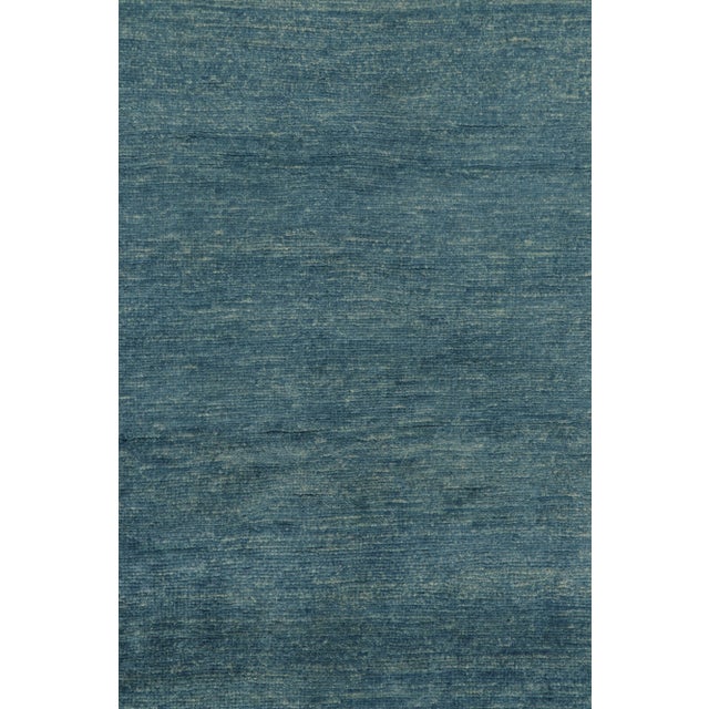 Rug & Kilim’s Art Deco Style Rug With Light Blue Open Field & Geometric Borders For Sale In New York - Image 6 of 8