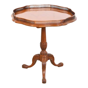 John Widdicomb English Chippendale Carved Mahogany Pedestal Tea Table