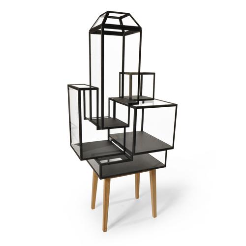 Powder Coated Steel and Oak Wood Decorative Cabinet 5 by JSPR For Sale - Image 10 of 13