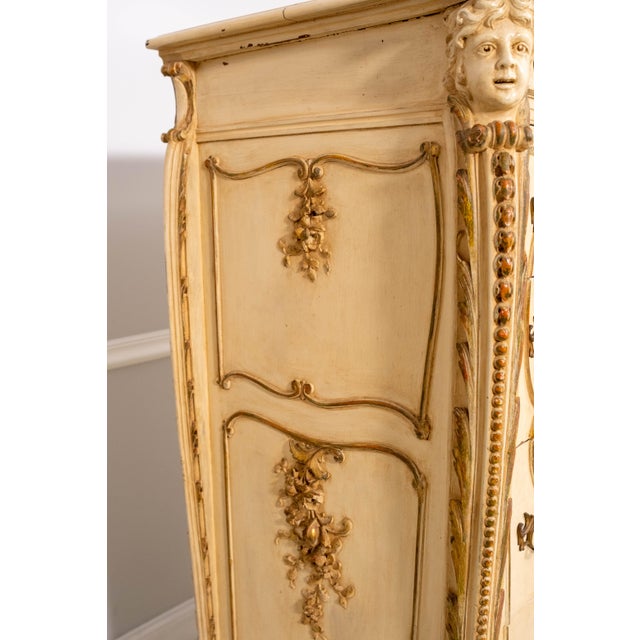 Antique 19th Century Cherub Carved Painted High Chest of Drawers For Sale - Image 16 of 18