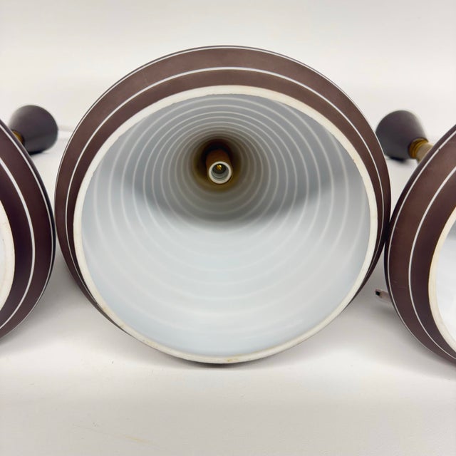 Metal 1950s Mid Century Modern Pendants Moe Lighting Company - Set of 3 For Sale - Image 7 of 8