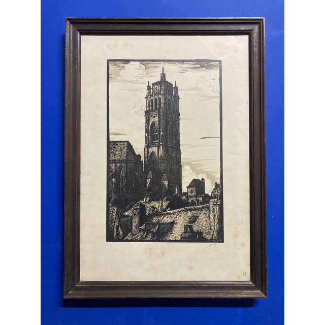 Jean Ferrieu, Rodez Cathedral, 1950s, Paper, Framed For Sale - Image 14 of 14