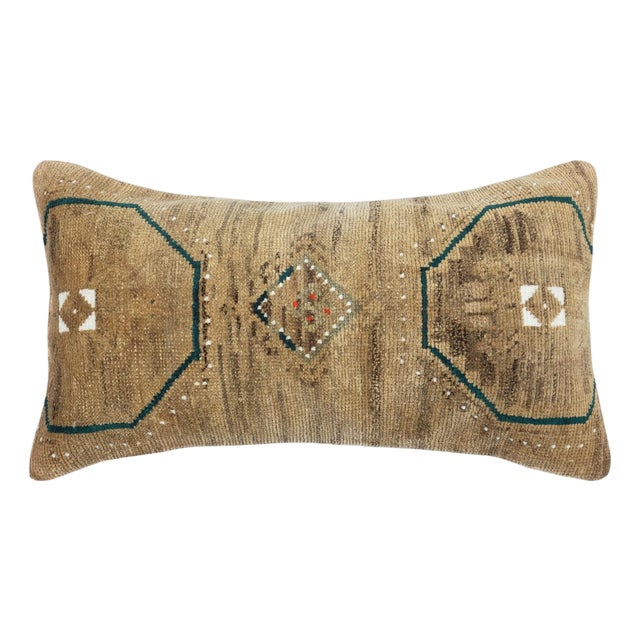 16"x28" Traditional Wool Cushion Cover. Handmade Rug Pillow. Lumbar Pillow Cover For Sale