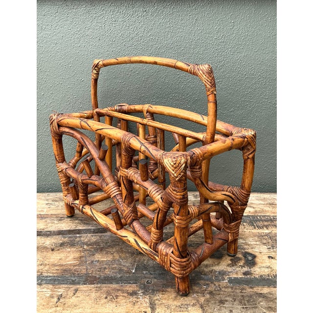 Vintage Bamboo Newspaper Rack For Sale - Image 12 of 12