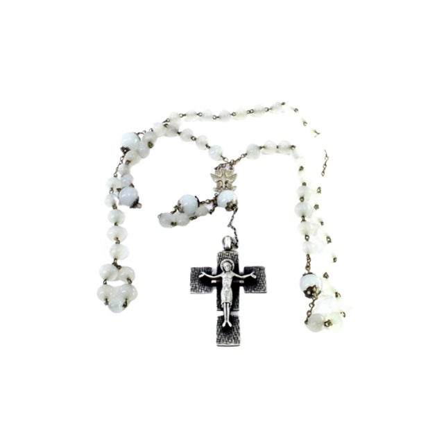Silver Rosary with Glass Beads and Crucifix For Sale - Image 9 of 9