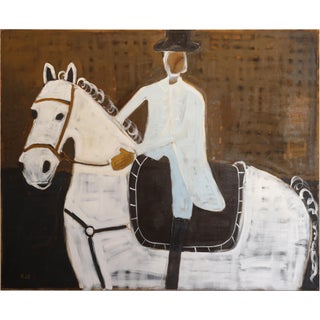 Horse Painting. Equestrian Oil Painting on Unprimed Belgian Linen 180 X 220 Cm For Sale