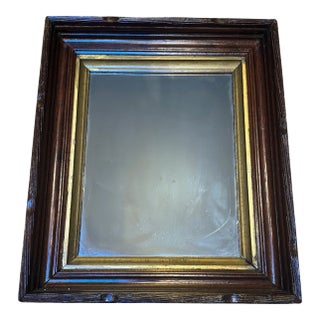 Antique Deep Walnut Mirror With Gold Liner For Sale
