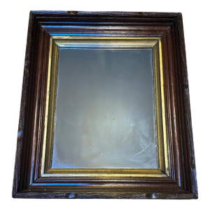 Antique Deep Walnut Mirror With Gold Liner