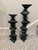 Metal Monumental Signed Modernist/Brutalist Sculptural Candlesticks in Verdigris Patinated Bronze, 1970s, a Pair For Sale - Image 7 of 12