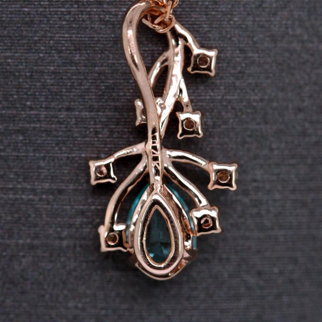 Metal Afghan Tourmaline Pendant W Natural Diamond Accents in 14k Rose Gold | Pe 5x3mm For Sale - Image 7 of 7