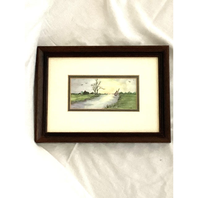 Sailing Into Sunset - Small Framed Original Painting Mid 20th Century For Sale - Image 4 of 6