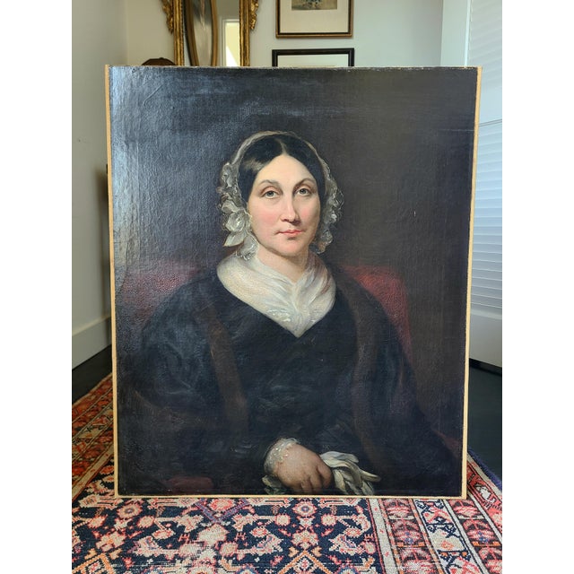 Antique 19th Century Victorian Oil Painting Portrait of a Lady For Sale - Image 16 of 18