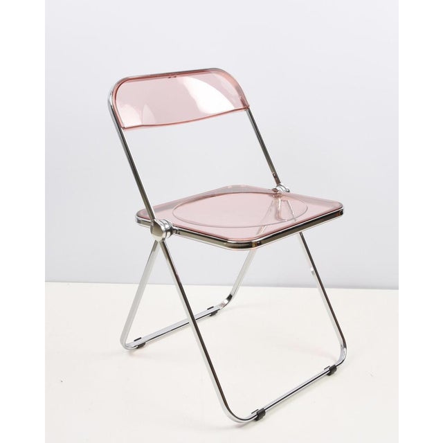 Acrylic Glass Pink and Chrome Plia Chairs by Piretti for Castelli, Italy, 1970s, Set of 4 For Sale - Image 3 of 18