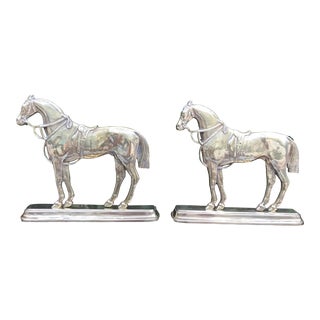 19th Century Antique European Brass Horse Bookends/Doorstops - a Pair For Sale