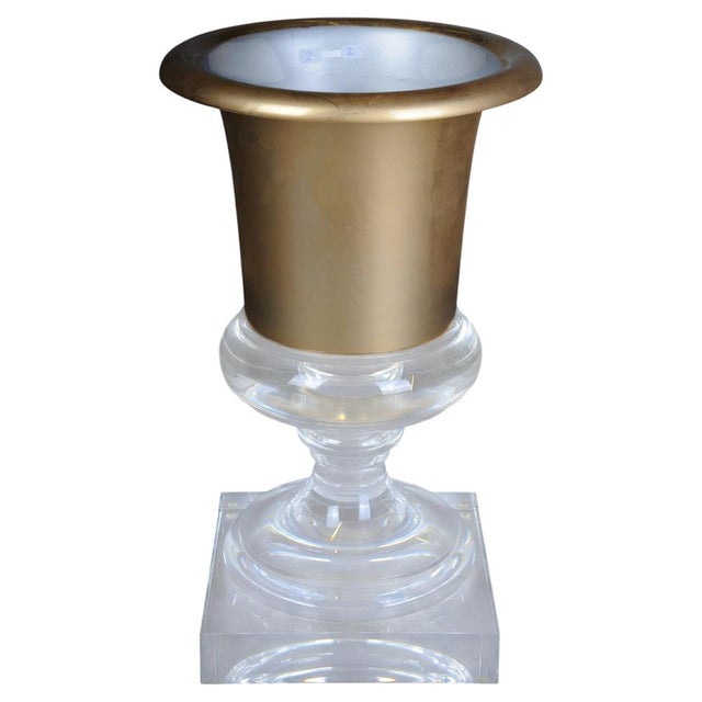 Hollywood Regency Gilt Acrylic Goblet Vase For Sale - Image 11 of 11