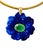 Flora Pendant, Lapis Flower With Emerald & 14k Gold For Sale - Image 4 of 11
