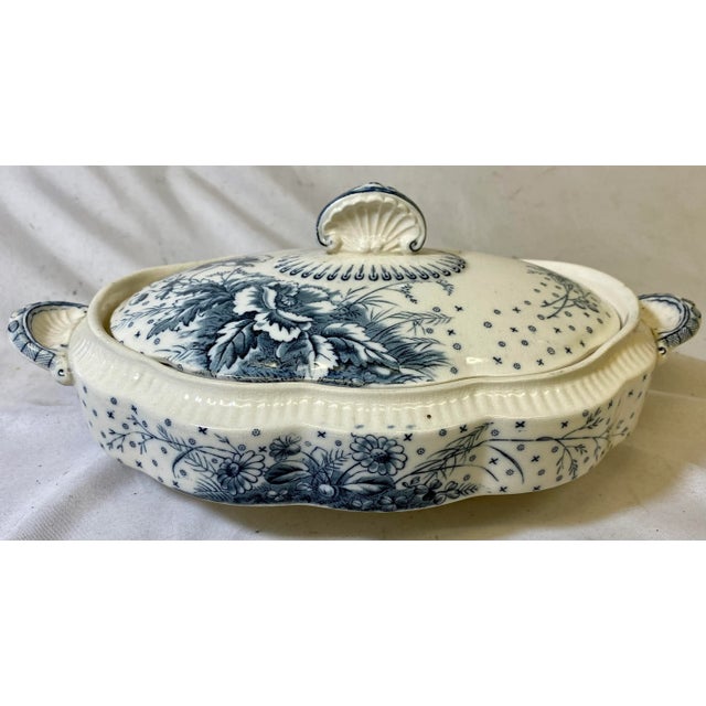 Antique Sampson Hancock Aesthetic Movement Poppy Floral Pattern Covered Vegetable Serving Bowl From England - Circa 1885 For Sale In Dallas - Image 6 of 13