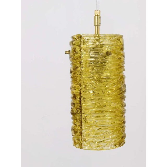 Mid-Century Modernist Glass Tube & Brass Pendant Lamp attributed to J. T. Kalmar for Kalmar, Austria, 1950s For Sale - Image 9 of 11