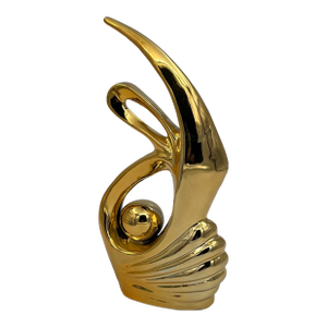 Vintage Modern Abstract Gold Ceramic Sculpture Fish or Rabbit