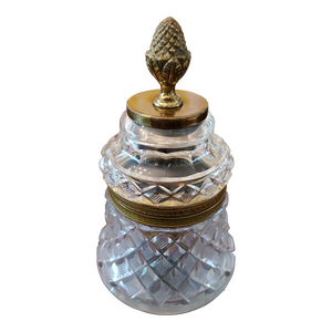 Vintage Baccarat Style Bell Shape Crystal Bronze Jewel Box