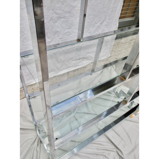 Chrome and Steel Etegere With 6 Glass Shelves For Sale - Image 10 of 17