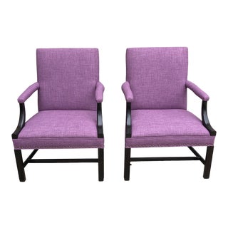 Late 20th Century Vintage Upholstered Accent Chairs- A Pair