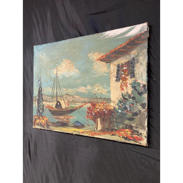 French School Artist, Mediterranean Marine Scene, 1950s, Oil on Canvas For Sale - Image 11 of 12