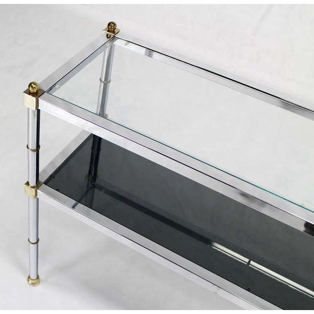 Chrome Brass and Glass Two Tier Console or Sofa Table Mid Century Modern For Sale - Image 6 of 10