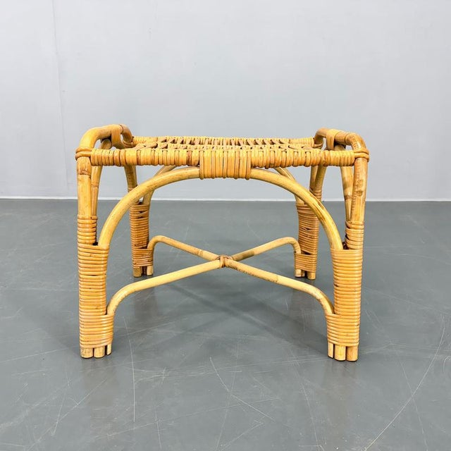 Vintage rattan stool or footrest, made in former Czechoslovakia in the 1970's. Good original condition.