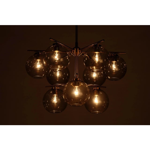 Large Brass Chandelier by Holger Johansson, Sweden, 1970s For Sale - Image 4 of 8