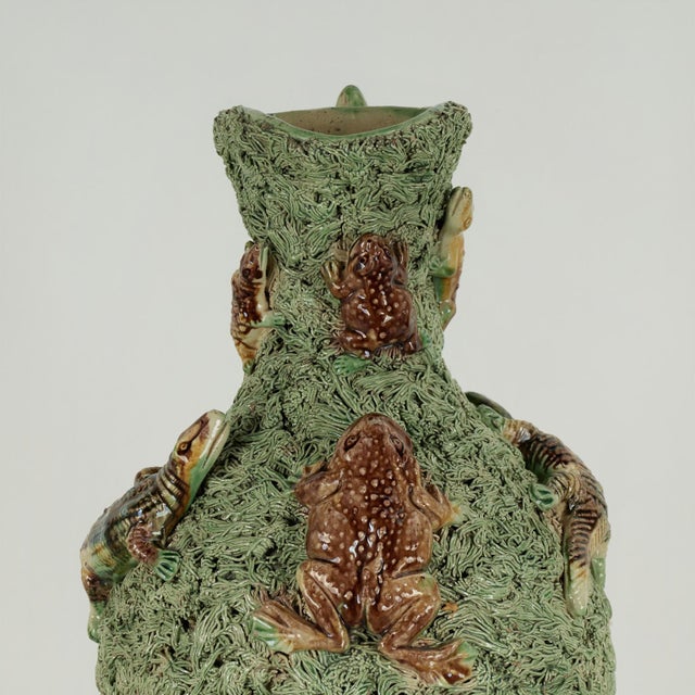 Antique Portuguese Palissy Pitcher With Lizards For Sale - Image 9 of 12