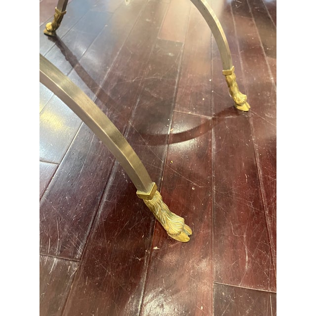 Neoclassical Steel and Brass Stool For Sale - Image 4 of 4