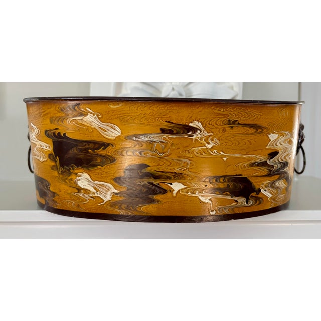 French Vintage Marbleized Cachepot With Lion Accents For Sale - Image 3 of 7