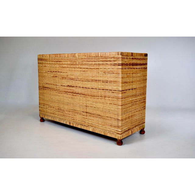 1970s 1970's Vintage Coastal Woven Rattan Campaign Chest of Drawers For Sale - Image 5 of 14