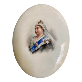 Late 19th Century Queen Victoria Convex Oval Porcelain Plaque Doulton Burslem England For Sale