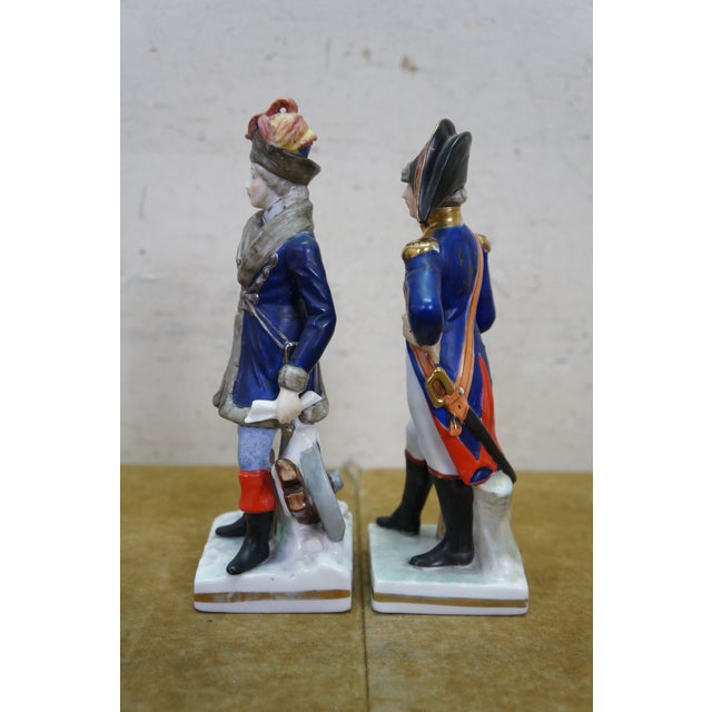 Antique Sitzendorf Voigt Brothers Porcelain Napoleonic Soldier Figurines 8" For Sale - Image 4 of 15