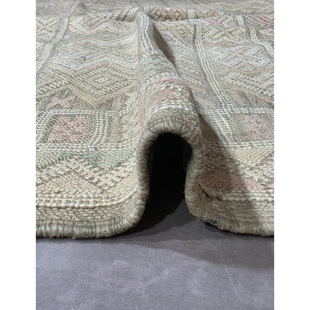 Tribal Ivory Handwoven Berber Flatweave Rug - 12 X 5.4 Ft For Sale - Image 3 of 6