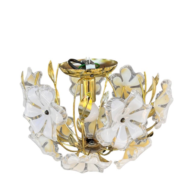 Hollywood Regency Floral Ceiling Lamp, Italy, 1980s For Sale - Image 14 of 17