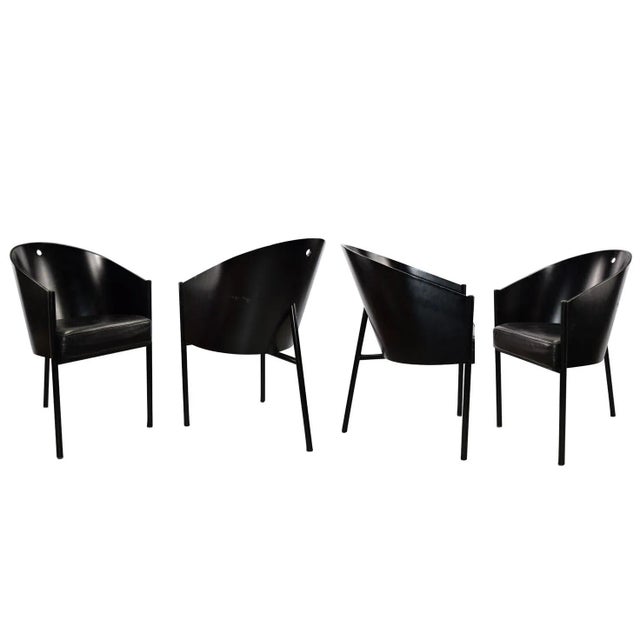 Set of 4 Costes Driade Aleph Black Arm Chairs by Philippe Starck For Sale - Image 13 of 13