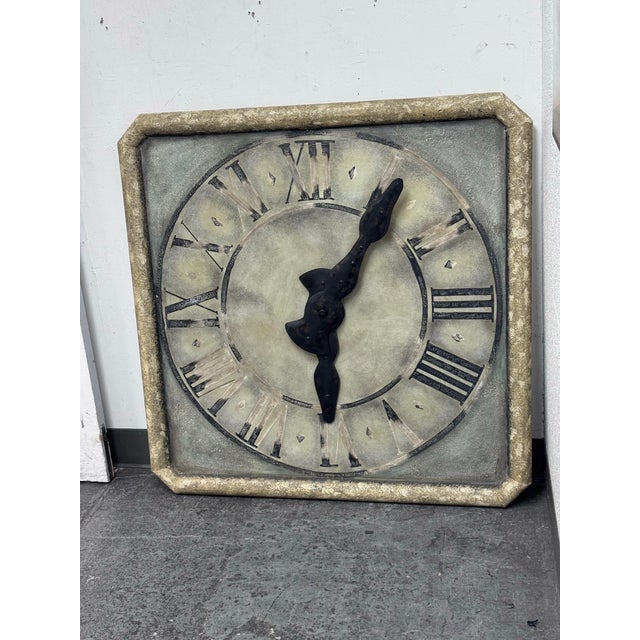 Rustic European Restoration Hardware Grand Saint Etienne Decorative Wall Clock For Sale - Image 3 of 12