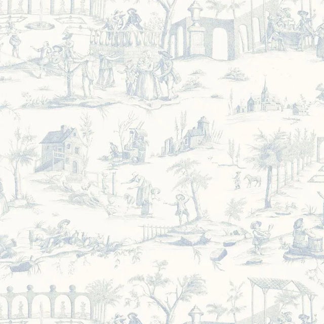 Sample- Schumacher Siena Toile Fabric in Delft For Sale