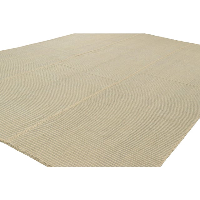 Rug & Kilim Rug & Kilim’s Contemporary Kilim in Beige-Brown Textural Stripes For Sale - Image 4 of 7
